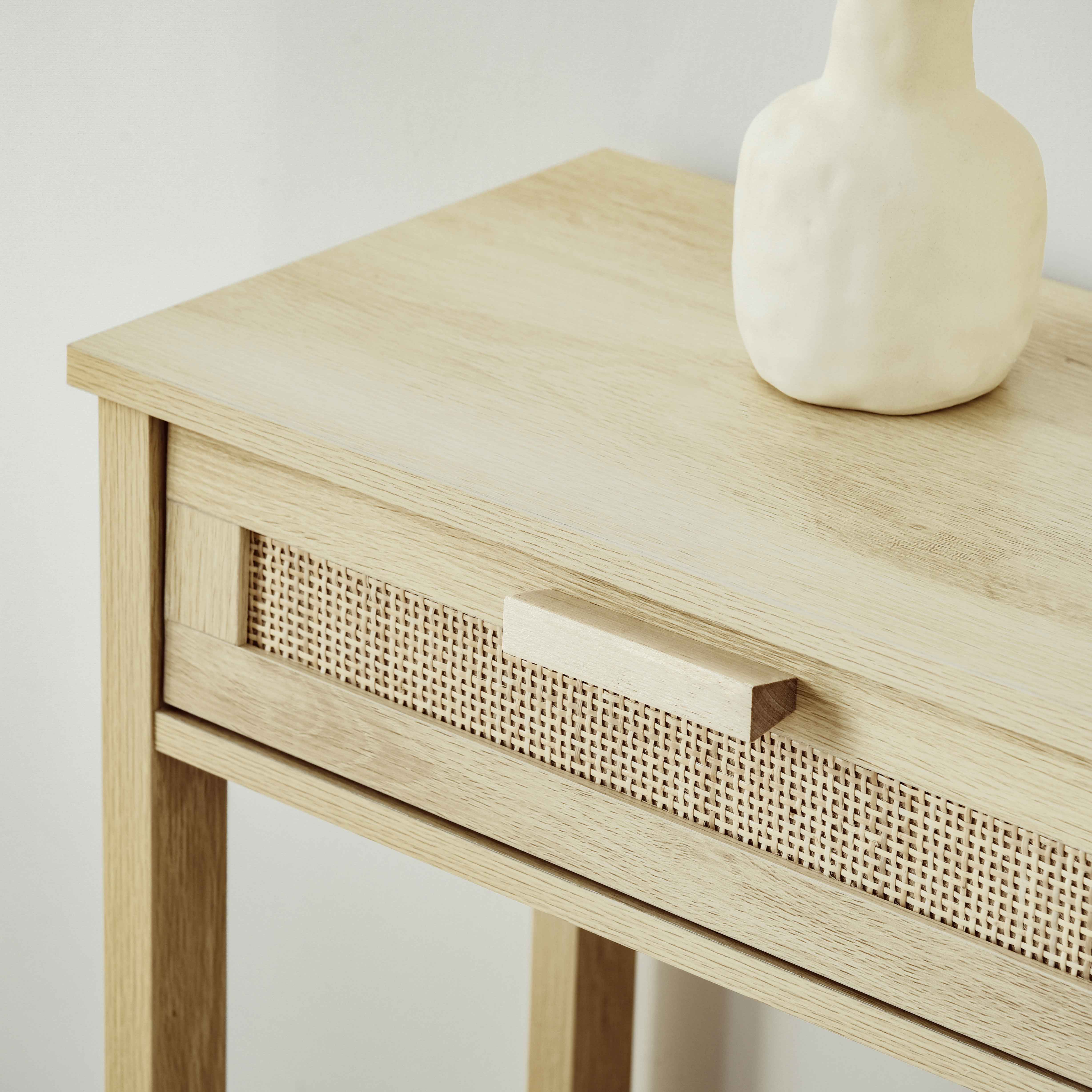 HOMCOM Console Sofa Table Hallway Side Desk with Storage Shelf Drawer for Entryway Living Room Bedroom Natural 