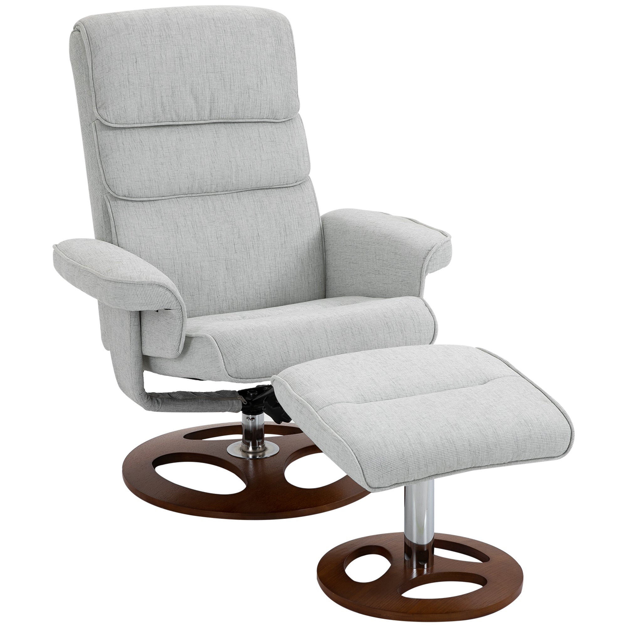 HOMCOM Recliner Chair Ottoman Set 360\'c2\'b0 Swivel Sofa Stool Modern Soft Thick Padding Wood Base Grey 