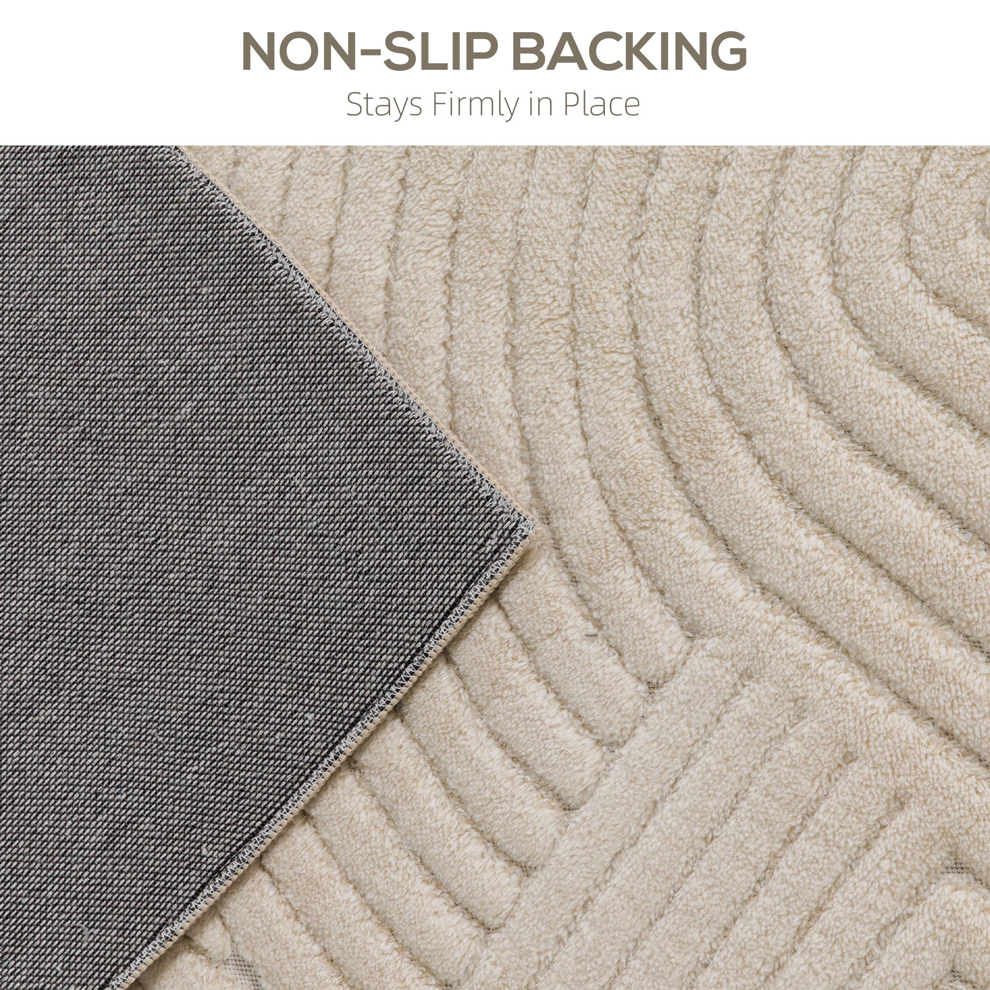 HOMCOM Modern Geometric Rug, Thick & Plush, Non-Slip, 230 x 160 cm – Cream, Living Room/Bedroom/Office 