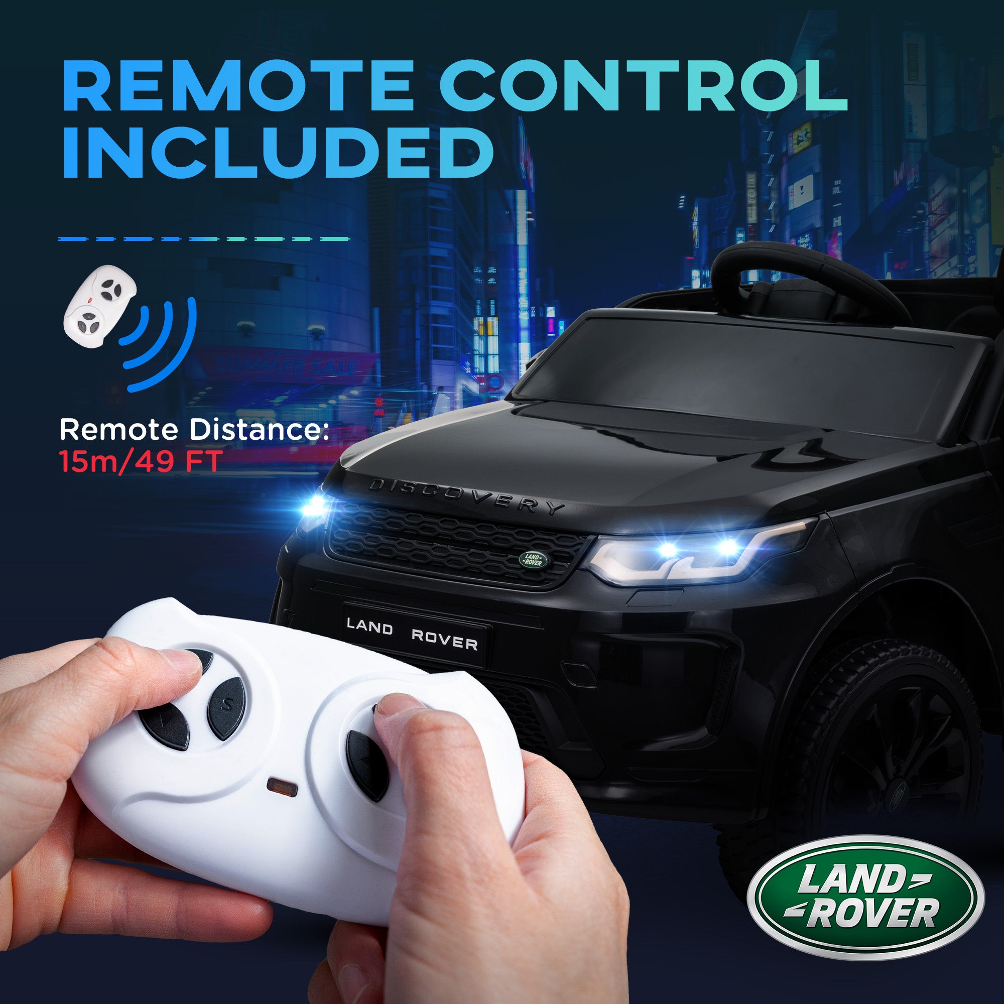 AIYAPLAY Licensed Land Rover Discovery Sport, 12V Kids Ride on Car w/ Remote Control, Lights, Music, Horn, for 3-6 Years, Black 