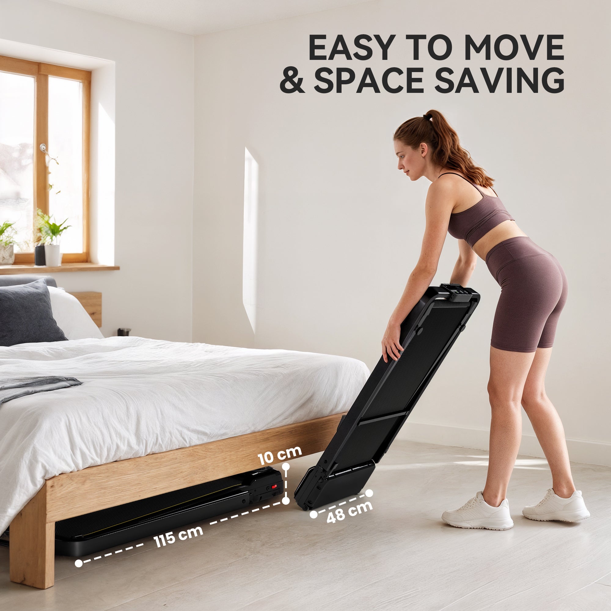 SPORTNOW Folding Treadmill Walking Pad, 2HP Portable Under Desk Treadmill with Handle, Running Jogging Walking Machine 