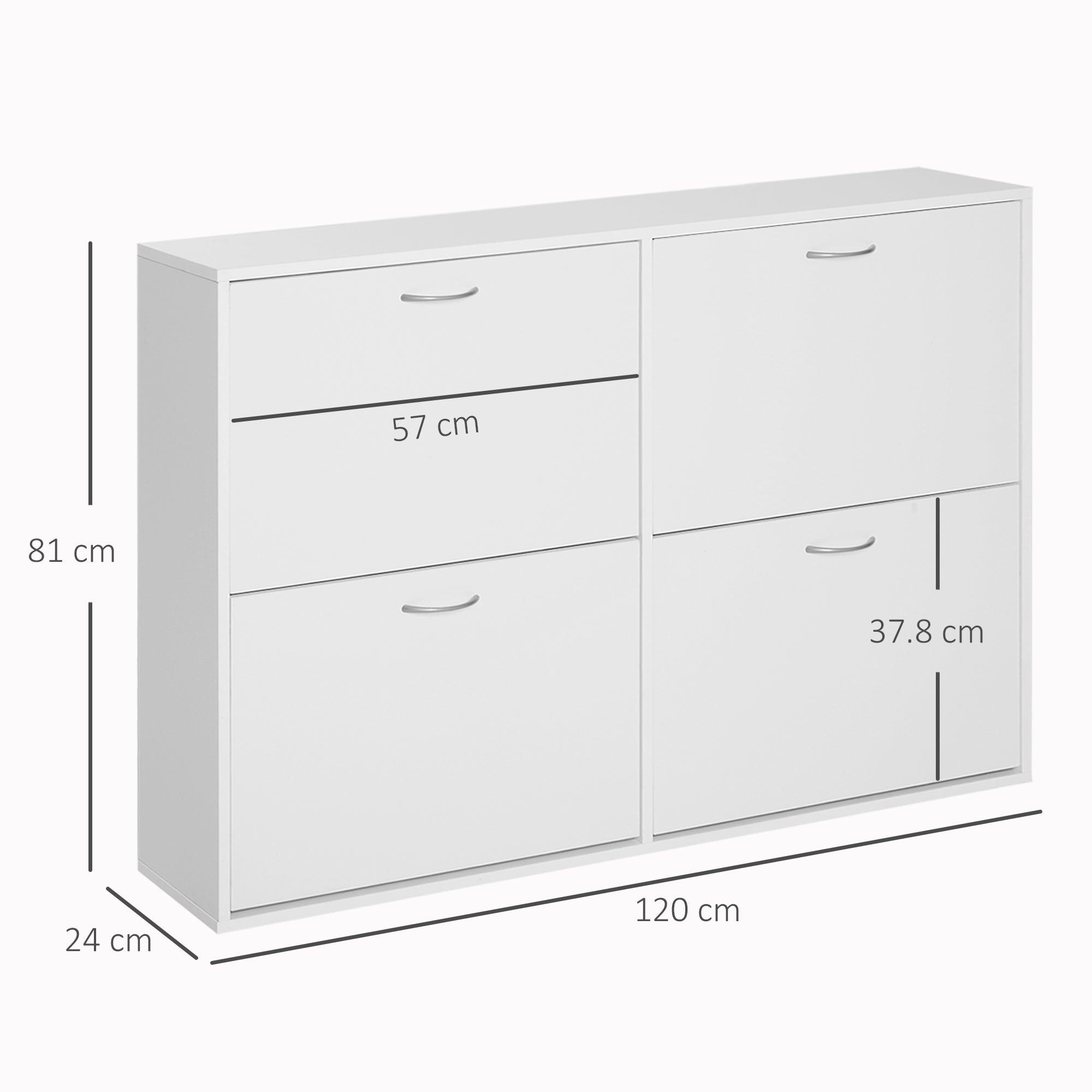 HOMCOM Wooden Modern Design 4 Drawer Shoes Cabinet Pull Down Shelf Storage Organiser - White 