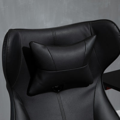 Vinsetto Video Game Chair with Lumbar Support, Racing Style Home Office Chair, Computer Chair with Swivel Base, Flip-up Armrest and Headrest, Black 