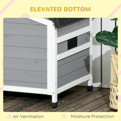 PawHut Wooden Dog Kennel for Outside, for Medium Dogs, 65H x 97L x 72Wcm, Grey 
