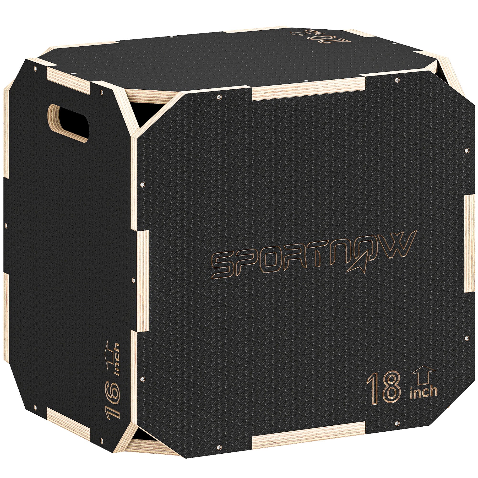 SPORTNOW Non-Slip Plyo Box, Corner-free Wooden Jump Box, 41 x 51 x 48 cm 