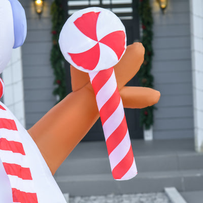 HOMCOM 8ft Christmas Inflatable Snowman with Candy, Rotating Lighted for Home Indoor Outdoor Garden Lawn Decoration Party Prop 