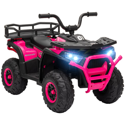 AIYAPLAY 12V Kids Electric Ride on ATV, Battery Powered Quad Bike w/ Spring Suspension, Forward Backward, Storage Basket - Pink 