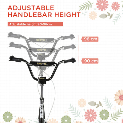 HOMCOM Kick Scooters for Kids with Adjustable Height, Anti-Slip Deck, Dual Brakes, Rubber Tyres, for Boys and Girls Aged 5+ Years Old - Black 