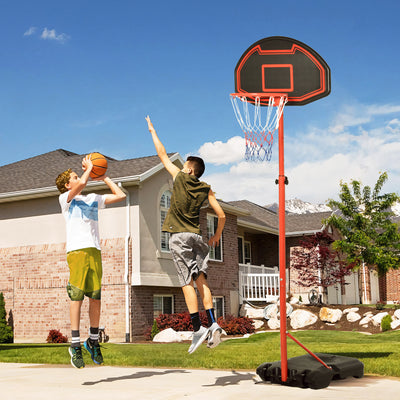HOMCOM Outdoor Free Standing Basketball Stand Kids Fun Ball Games Net Hoop Garden Sports Backboard Portable Height Adjustable (1.55m-2.1m) w/ Wheels, Black 