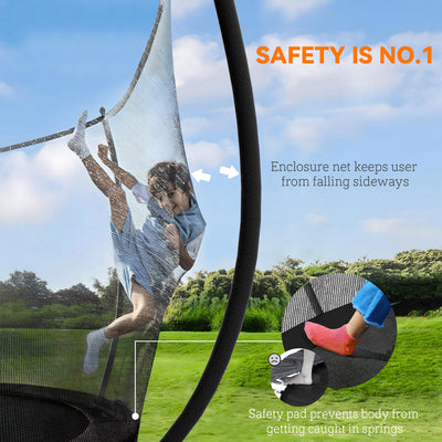 SPORTNOW 10ft Trampoline with Enclosure Net and Spring Cover, Outdoor Trampoline Garden Jumping Mat, Black 