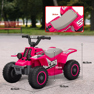 AIYAPLAY 6V Electric Quad Bike for Kids, Ride On ATV w/ Forward Backward, Headlights, for 18-36 Months, Pink 
