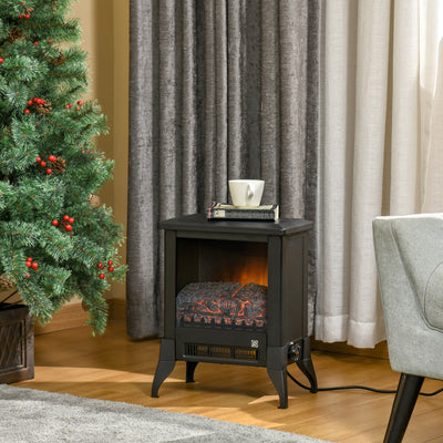 HOMCOM Electric Fireplace Stove, Free standing Fireplace Heater with Realistic Flame Effect, Adjustable Temperature and Overheat Protection, Black 