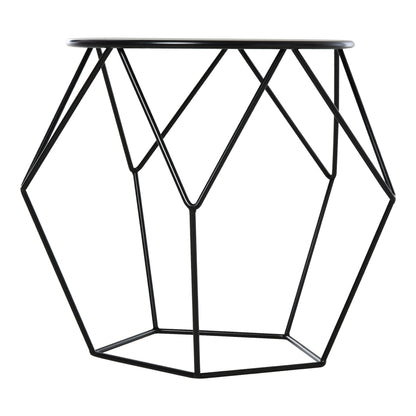 HOMCOM Round Side Table, Minimalist End Table with Steel Frame, Small Coffee Table for Living Room, Bedroom, Black 