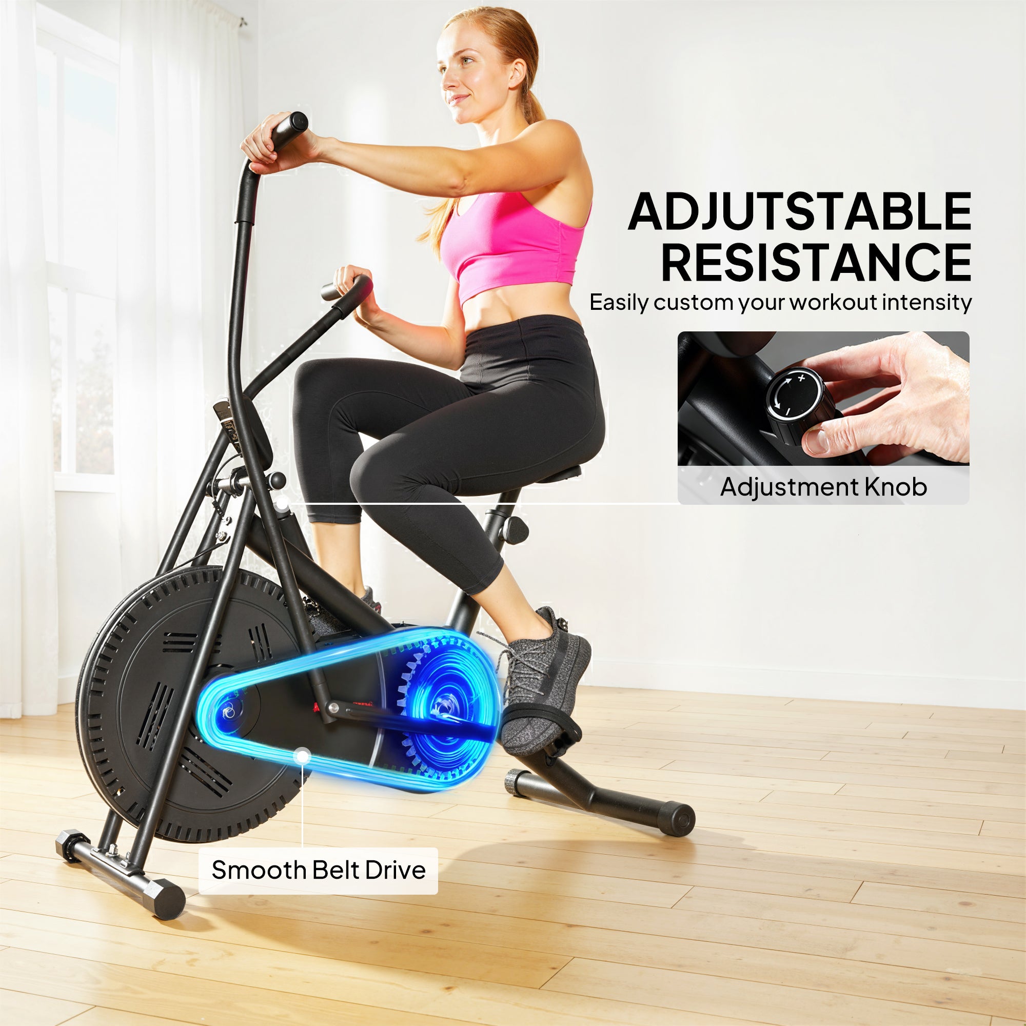 SPORTNOW Exercise Bike with Adjustable Seat, LCD Display for Home Gym 