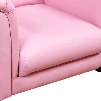 HOMCOM Toddler Chair Single Seater Kids Sofa Set, 54 x 42 x 41cm, Kids Sofa with Stool, Pink 