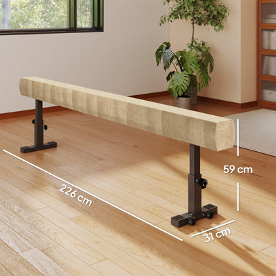 HOMCOM 7.5ft Adjustable Balance Beam, Gymnastics Beam with Wheels, Gymnastics Equipment for 6+ Years Old Training 