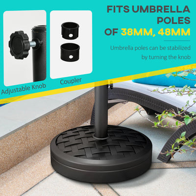 Outsunny 18kg Concrete Umbrella Parasol Base with Rattan Effect 45cm Dia Heavy Duty Parasol Stand for Outdoor Patio Umbrella 