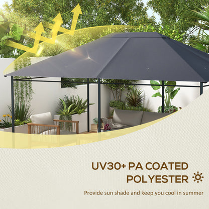 Outsunny 3 x 4m Gazebo Canopy Replacement Cover, Gazebo Roof Replacement (TOP COVER ONLY), Dark Grey 