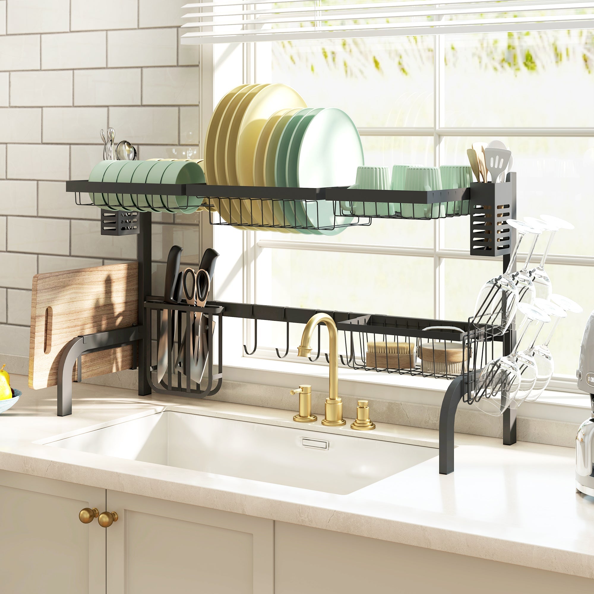HOMCOM 100cm Modular Over-Sink Drying Rack 