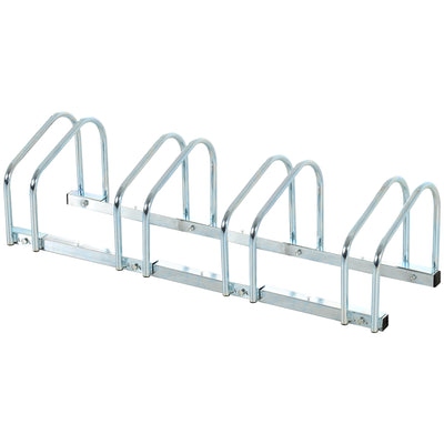 HOMCOM Bike Stand Parking Rack Floor or Wall Mount Bicycle Cycle Storage Locking Stand (4 Racks, Silver) 