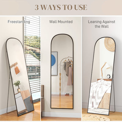 HOMCOM 162cm Aluminium Frame Standing Mirror - Black 
