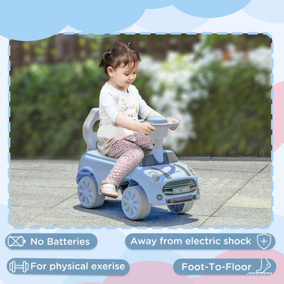 AIYAPLAY Foot To Floor Ride On Car Sliding Car w/ Air Horn, Anti-Over-Backwards, 18 to 36 Months - Light Blue 