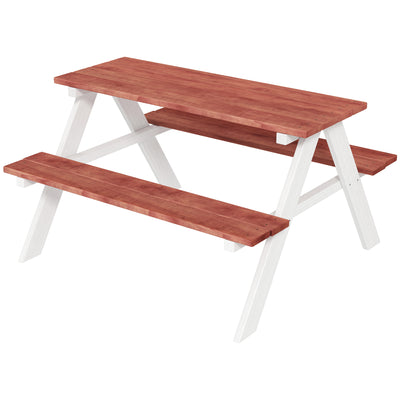 Outsunny Kids Picnic Table, Wooden Table and Bench Set, Kids Garden Furniture for Patio Aged 3-8 Years Old, Brown 