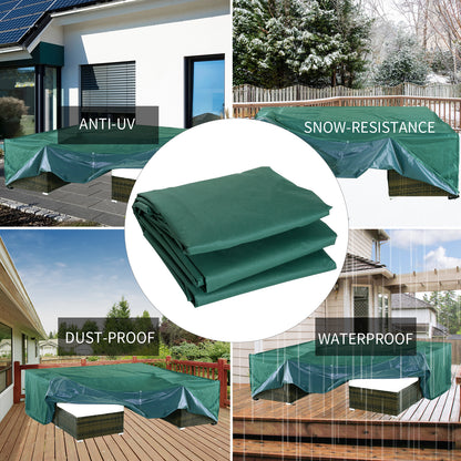 Outsunny Garden Furniture Cover, Oxford Fabric Outdoor Rectangular Rattan Furniture Cover with PE Coating, Waterproof, Windproof, Anti-UV, 222 x 155 x 67cm, Green 