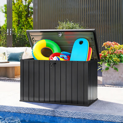 Outsunny 400L Galvanised Steel Garden Storage Box, Black 