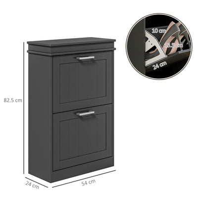 HOMCOM Two-Drawer Minimalistic 10-Shoe Cabinet - Black 