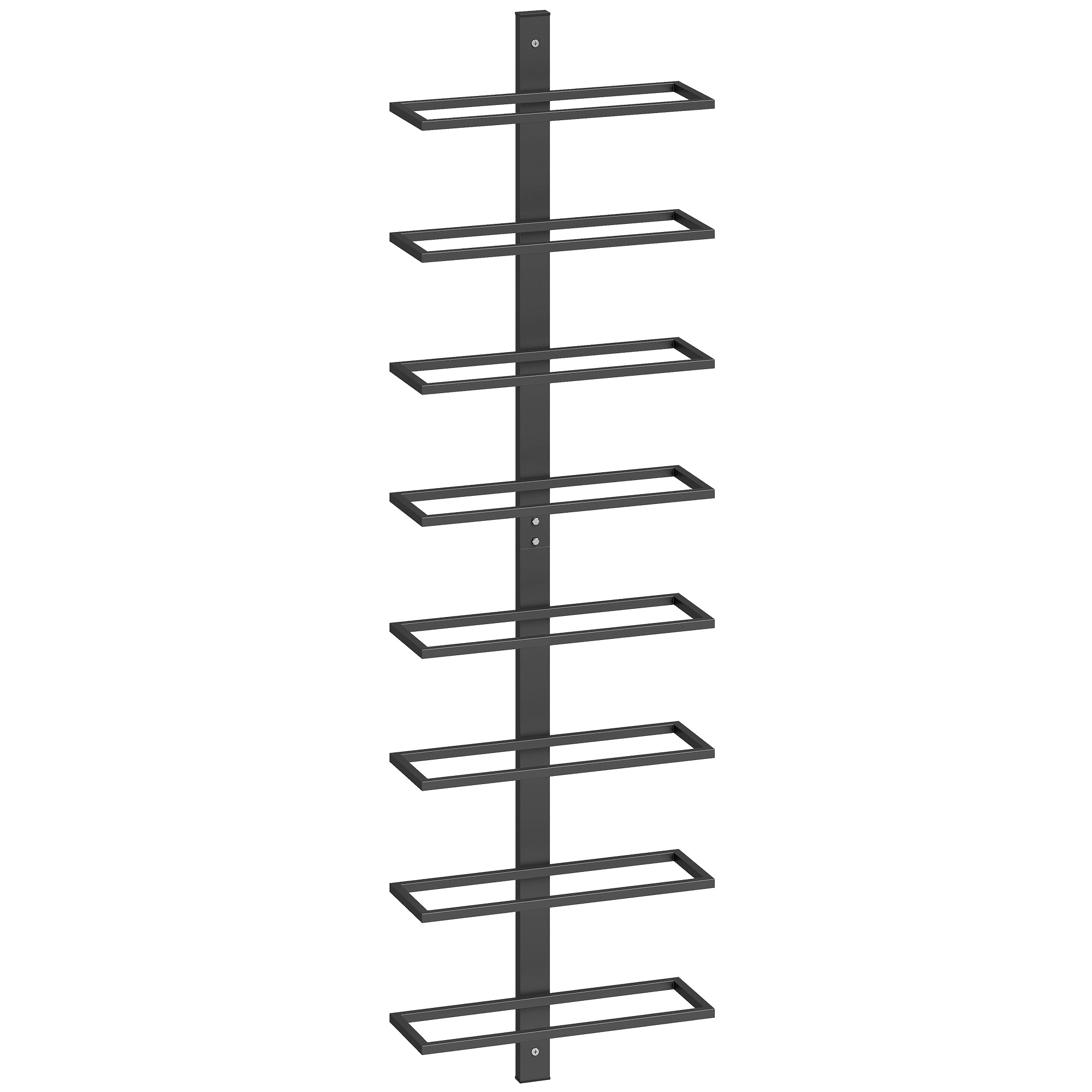 HOMCOM Wall Mounted Wine Rack, 8 Tier Metal Wine Display Rack, Storage Holder for Kitchen, Black 