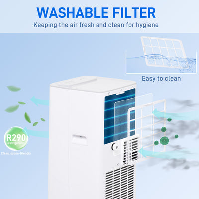 HOMCOM 5000 BTU Portable Air Conditioner, 4-in-1 Air Conditioning Unit, Dehumidifier, Cooling Fan with Remote Control, 2 Speeds, 24H Timer, Window Venting Kit, 12m², R290, A Energy Efficiency 