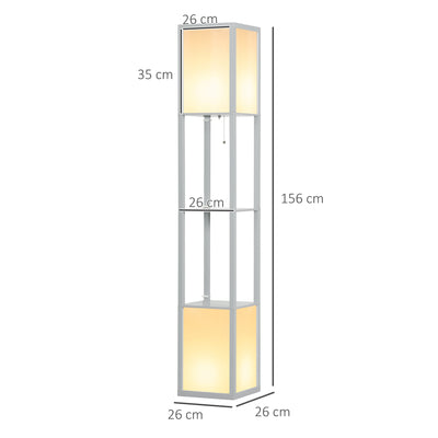 HOMCOM Modern Shelf Floor Lamp with Dual Ambient Light, Standing Lamp Living Room, Bedroom, 156cm, Grey 