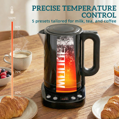 HOMCOM Electric Kettle, 1.7L, Fast Boil, 3kW Water Kettle with UK Strix Thermostat, Keep Warm Function, LCD Base, Black 