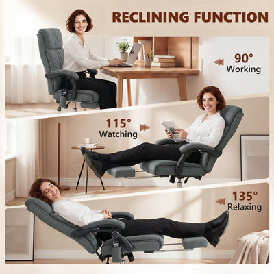 Vinsetto High Back Vibration Massage Office Chair with Footrest, Heated, Grey 