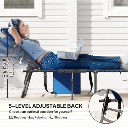 Outsunny Five-Position Reclining Sun Lounger - Dark Blue 