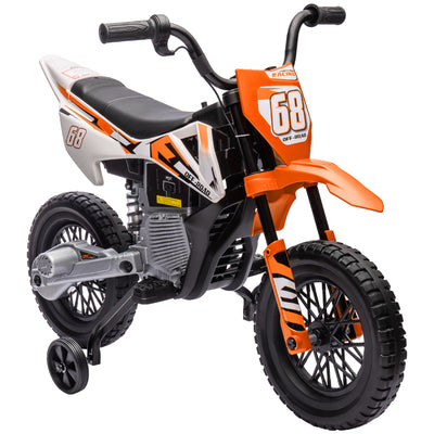 AIYAPLAY 12V Kids Electric Motorbike, Kids Electric Ride on motorcycle w/ Twist Grip Throttle, Training Wheels, Orange 