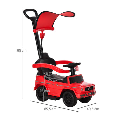 HOMCOM 3 in 1 Kids Children Ride on Push Car Toddler Sliding Car G350 Licensed Walker Foot to Floor Slider Push-Along with Horn Steering Wheel NO POWER Manual, Red 