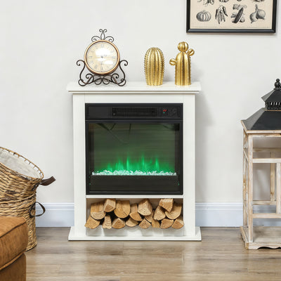 HOMCOM 1800W Adjustable Faux Flame Electric Fireplace - White 