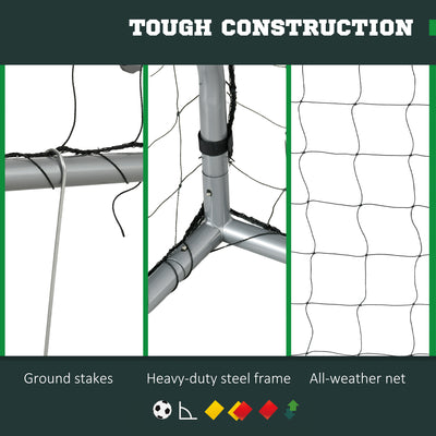 SPORTNOW 8ft x 5ft Football Goal, Set of 2 Football Net for Garden, Training Goal with Ground Stakes, Steel Frame 
