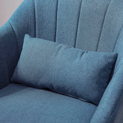 HOMCOM Swivel Linen Fabric Accent Chair for Living Room Contemporary Vanity Armchair with Adjustable Height Thick Cushion Lumbar Support Armrest for Bedroom Office Blue 