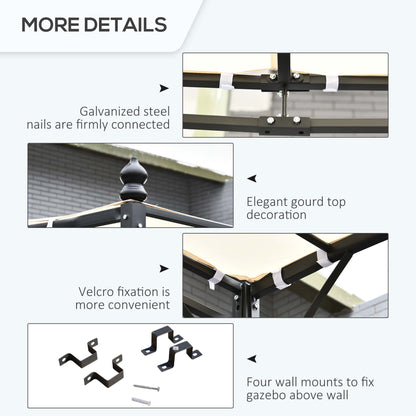 Outsunny 3x3 m Wall Mounted Garden Porch-Black/Cream White 