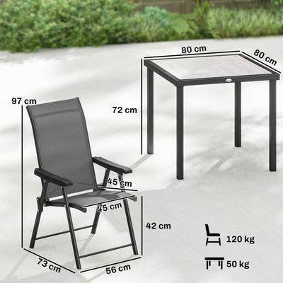 Outsunny 5 Pieces Outdoor Dining Set, Garden Dining Set for 4 with Square Table and Folding Chairs, Grey 