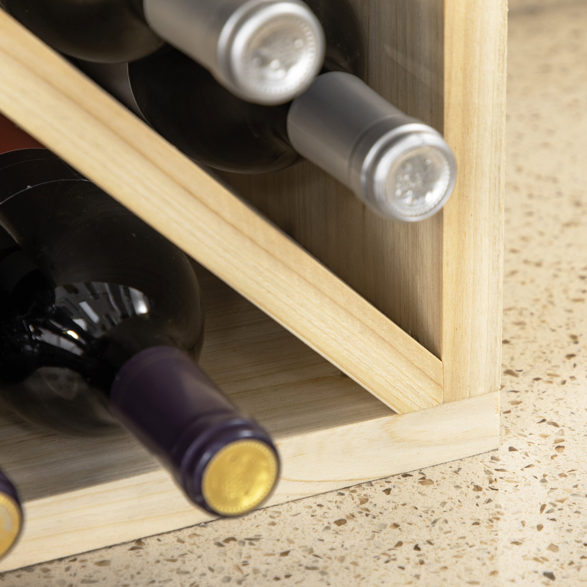 HOMCOM Set of 2 Wooden Wine Rack, X-Shaped Square Tabletop Storage Holder for 24 Bottle, Natural Wood 