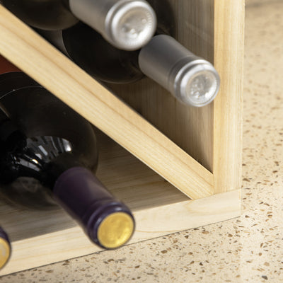 HOMCOM Set of 2 Wooden Wine Rack, X-Shaped Square Tabletop Storage Holder for 24 Bottle, Natural Wood 