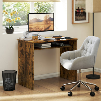 HOMCOM Boxy Work Desk, with Shelf - Wood-Effect 