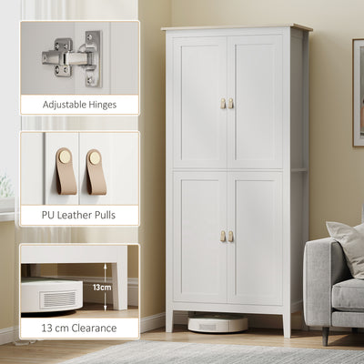 HOMCOM 176.5 cm Tall Pantry Cupboard with Motion Sensor LED Light - White 