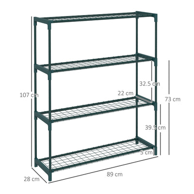 Outsunny Four-Tier Steel Plant Shelf - Black 