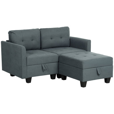 HOMCOM 'L' Shape Modular Storage Sofa - Dark Grey 