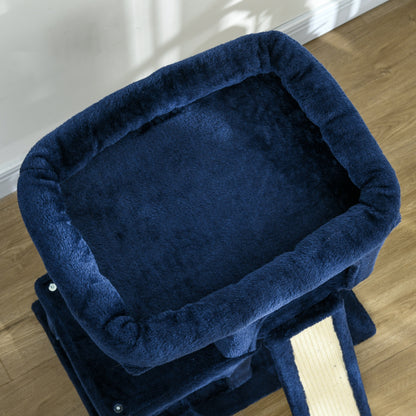 PawHut Sisal Cat Rest & Play Activity Tree w/ 2 House Navy Blue 